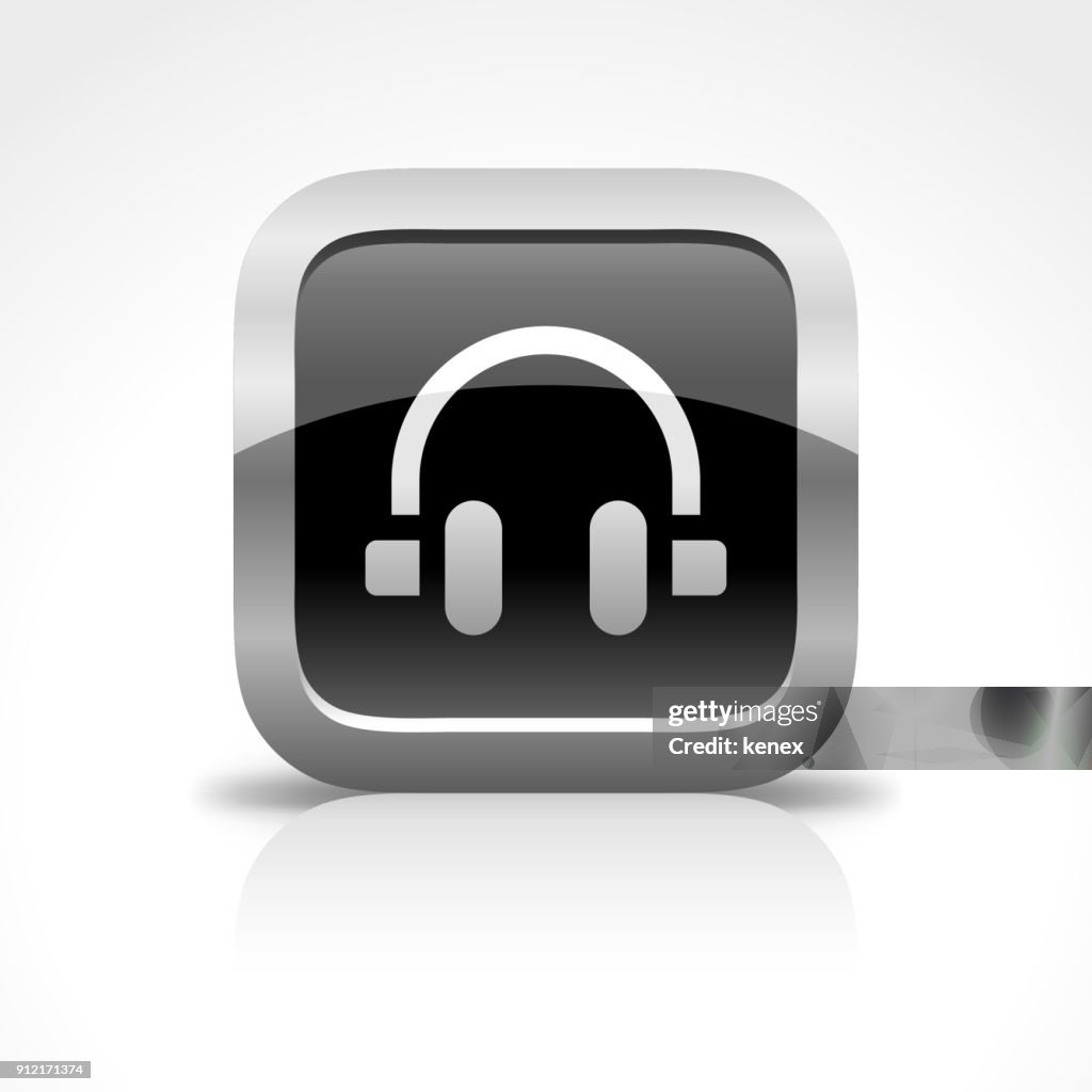 Headphone Glossy Button Icon