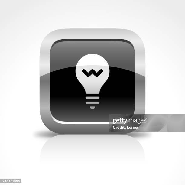 light bulb glossy button icon - halogen light stock illustrations