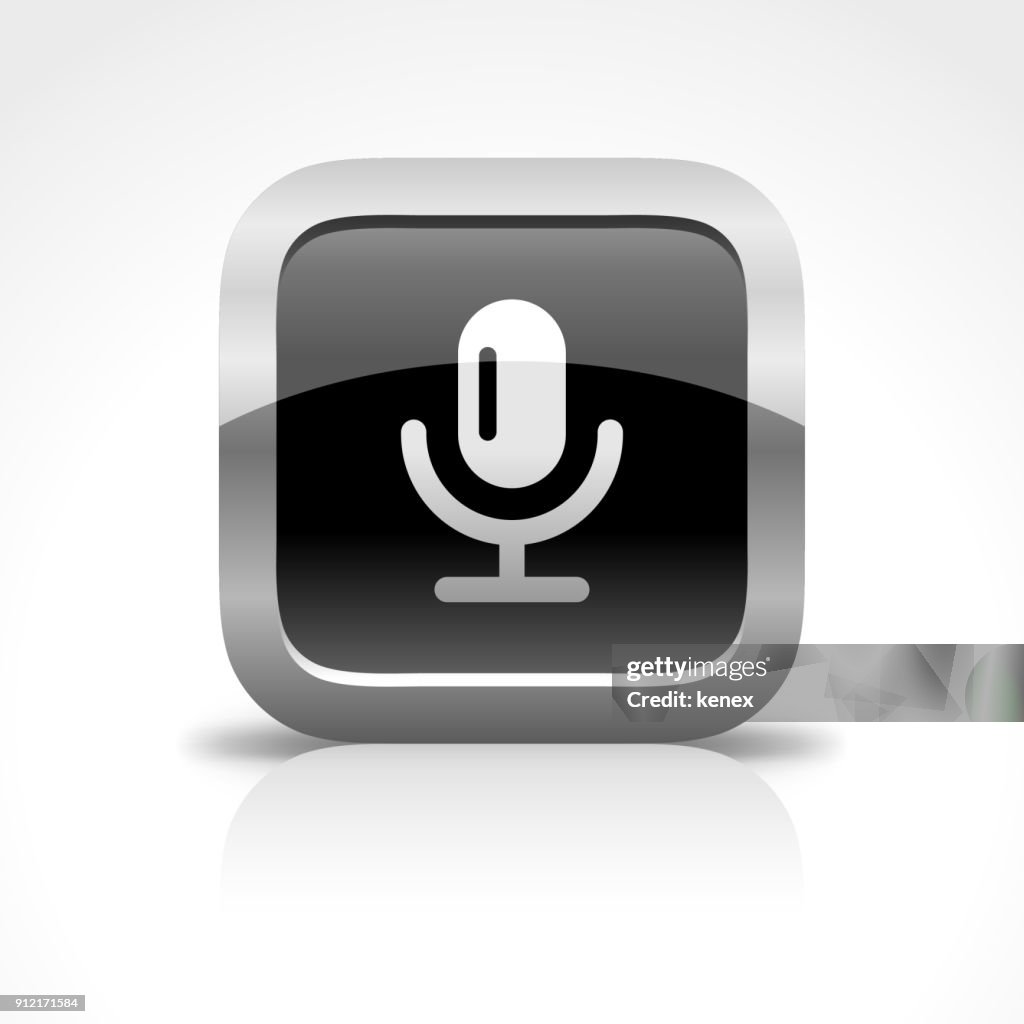 Ícone de botão brilhante microfone e gravação