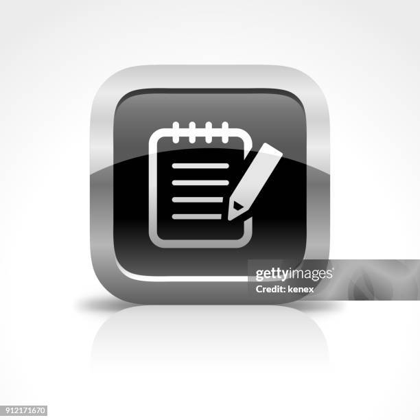 Notepad And Text Message Glossy Button Icon High-Res Vector Graphic