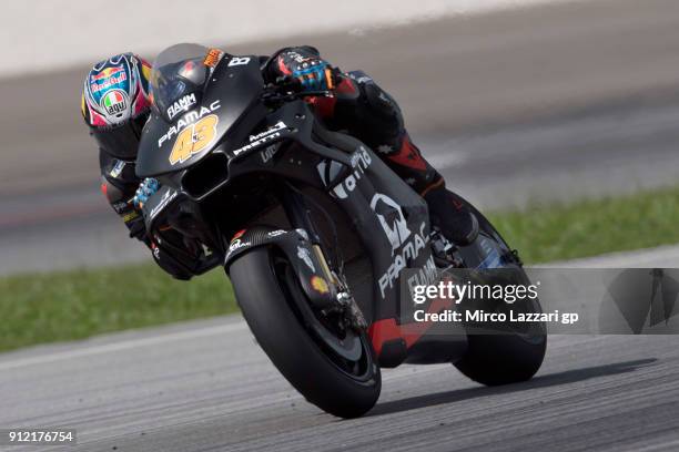 Jack Miller of Australia and Octo Pramac Racing heads down a straight during the MotoGP test in Sepang at Sepang Circuit on January 30, 2018 in Kuala...