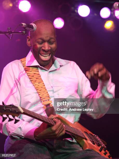 Wayman Tisdale performing on stage at the 2009 Berks Jazz Festival on March 29th, 2009 in Reading, Pennsylvania.