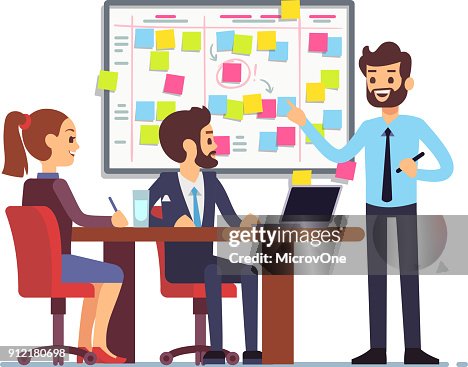 Task Team Process Students Team Work On Tasks Process Schedule In Training Room With ...