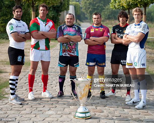 Six of the captains who will lead their teams into next months Heineken Cup, Brive's Simon Azoulai, Biarritz's Jerome Thion, Stade Francais' Rodrigo...