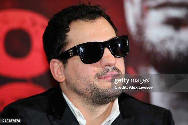 Phil Lo Greco speaks during an Amir Khan and Phil Lo Greco press conference at the Hilton Hotel on January 30, 2018 in Liverpool, England.