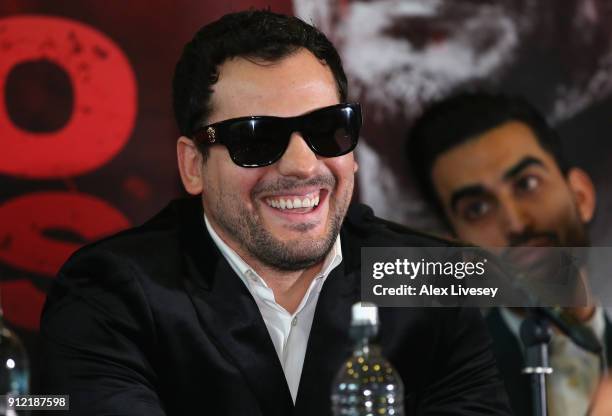 Phil Lo Greco speaks during an Amir Khan and Phil Lo Greco press conference at the Hilton Hotel on January 30, 2018 in Liverpool, England.