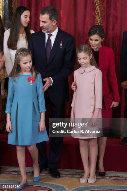 King Felipe VI of Spain, Queen Letizia of Spain, Princess Leonor of Spain and Princess Sofia of Spain attend the Order of Golden Fleece , ceremony at...