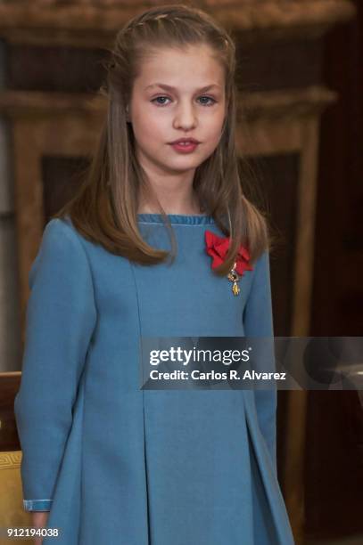 Princess Leonor of Spain attends the Order of Golden Fleece , ceremony at the Royal Palace on January 30, 2018 in Madrid, Spain. Today is King's...