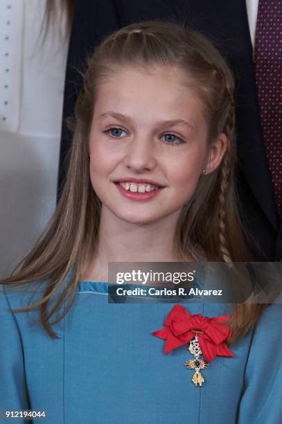 Princess Leonor of Spain attends the Order of Golden Fleece , ceremony at the Royal Palace on January 30, 2018 in Madrid, Spain. Today is King's...