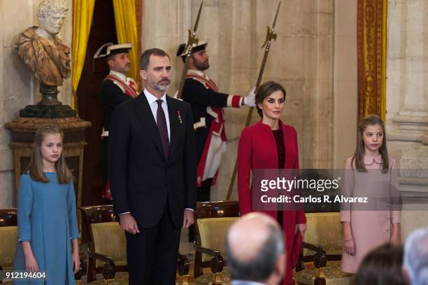 Princess Leonor of Spain, King Felipe VI of Spain, Queen Letizia of Spain and Princess Sofia of Spain attend the Order of Golden Fleece , ceremony at...