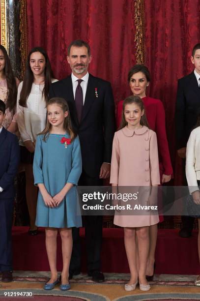 King Felipe VI of Spain, Queen Letizia of Spain, Princess Leonor of Spain and Princess Sofia of Spain attend the Order of Golden Fleece , ceremony at...