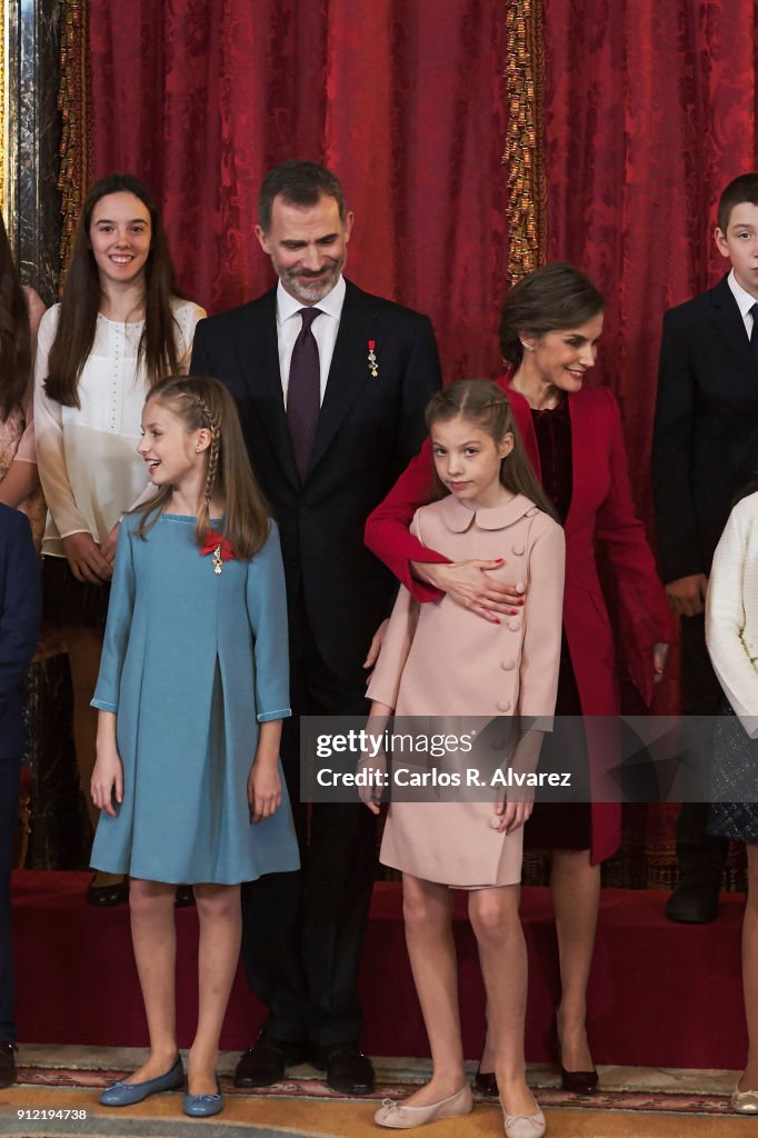 King Felipe of Spain Delivers Collar of The Distinguished 'Toison de Oro' To Princess Leonor