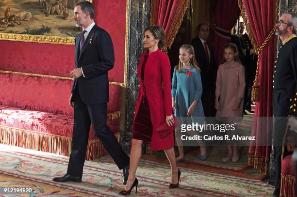 King Felipe VI of Spain, Queen Letizia of Spain, Princess Leonor of Spain, and Princess Sofia of Spain attend the Order of Golden Fleece , ceremony...