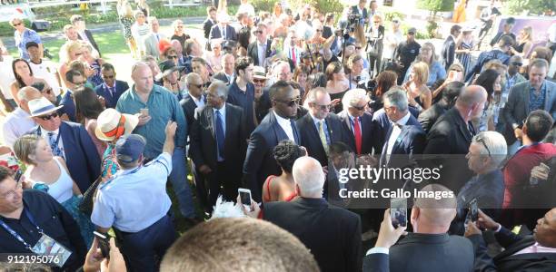 Usain Bolt during the 2018 Sun Met at Kenilworth Racecourse on January 27, 2018 in Cape Town, South Africa. The 134th edition of the Sun Met, brings...