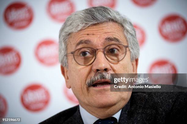 Massimo D'Alema, "Liberi e Uguali" left-wing political party, speaks to foreign journalists during the presentation of parliamentary candidates for...