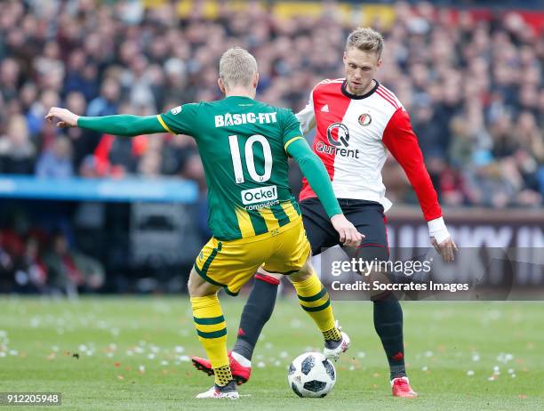 Lex Immers of ADO Den Haag, Nicolai Jorgensen of Feyenoord during the Dutch Eredivisie match between Feyenoord v ADO Den Haag at the Stadium...
