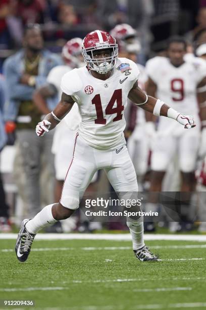 Alabama Crimson Tide defensive back Deionte Thompson looks on during the College Football Playoff Semifinal at the Allstate Sugar Bowl between the...