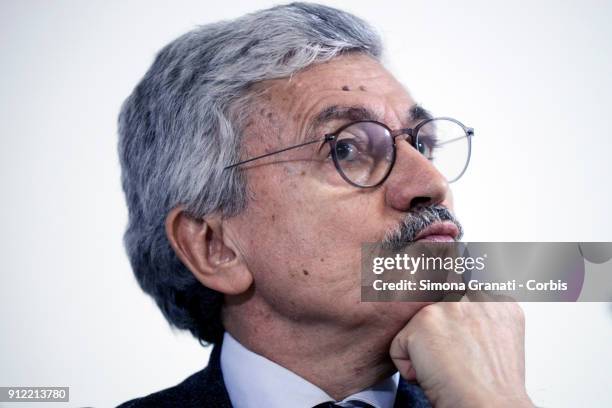 Massimo D' Alema, leader of Liberi e Uguali meets the foreign press on January 30, 2018 in Rome, Italy. The Italian General Election takes place on...