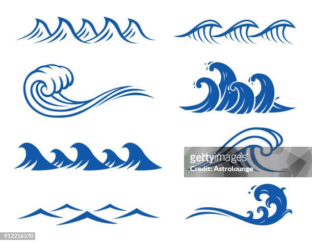 ocean wellen  - brandung stock-grafiken, -clipart, -cartoons und -symbole