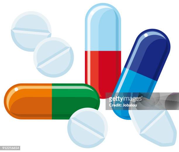 drug pills and tablets - capsule stock illustrations