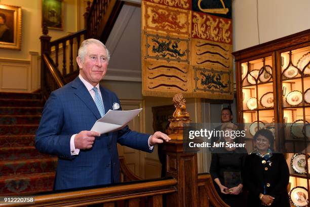 Prince Charles, Prince of Wales gives a speech alongside the Executive Director of the Crop Trust, Marie Haga, as is hosts a Crop Trust reception at...