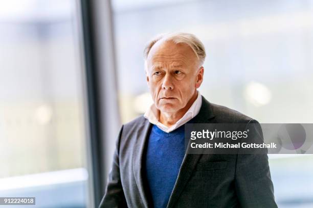 Member of German Parliament Bundestag Juergen Trittin attends the meeting of Gruene or Green party faction on January 30, 2018 in Berlin, Germany.