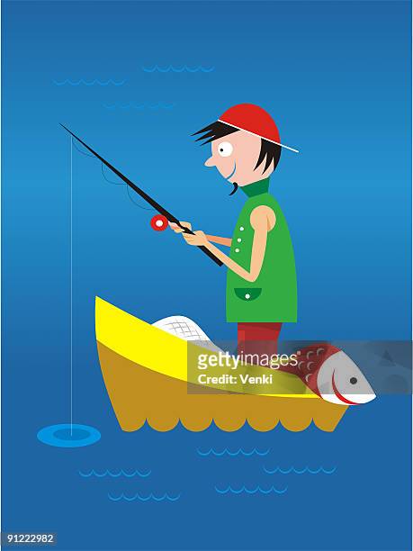 35 One Person Fishing From Boat Cartoon High Res Illustrations - Getty  Images
