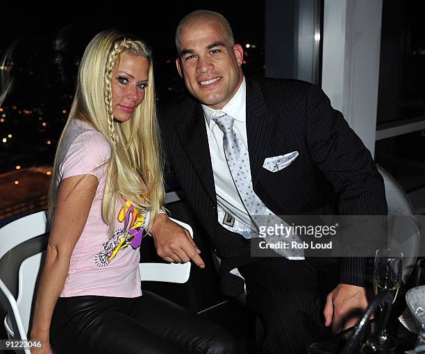 Jenna Jameson and Tito Ortiz attend the Official UFC After Party at Ghostbar on September 19, 2009 in Dallas, Texas.