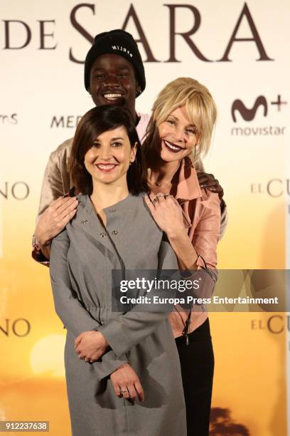 Marian Alvarez, Ivan Mendes, Belen Rueda attend 'El Cuaderno de Sara' photocall at Hesperia Hotel on January 30, 2018 in Madrid, Spain.