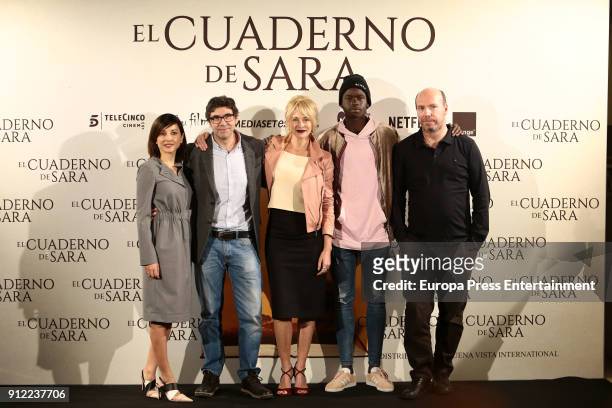 Marian Alvarez, Norberto Lopez Amado, Belen Rueda, Ivan Mendes and Jorge Guerricaechevarria attend 'El Cuaderno de Sara' photocall at Hesperia Hotel...