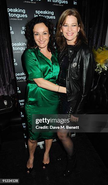 Lucy Cohu and Kerry Fox attend the afterparty following the press night of 'Speaking In Tongues', at the Jewell Bar on September 28, 2009 in London,...