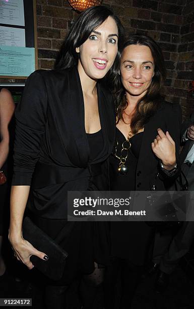 Jessica de Rothschild and Jeanne Marine attend the afterparty following the press night of 'Speaking In Tongues', at the Jewell Bar on September 28,...