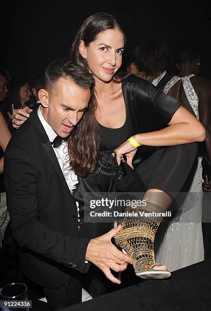 Neil Barrett and Benedetta Mazzini attend amfAR Milano 2009 After Party, the Inaugural Milan Fashion Week event at La Permanente on September 28,...