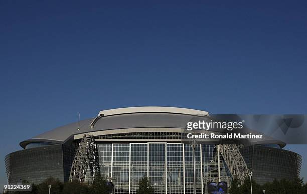 An exterior view of Cowboys Stadium is seen prior to the Carolina Panthers game against the Dallas Cowboys on September 28, 2009 in Arlington, Texas.