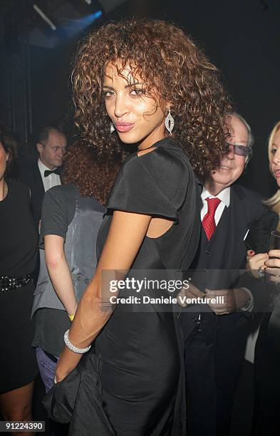 Noemie Lenoir attends amfAR Milano 2009 After Party, the Inaugural Milan Fashion Week event at La Permanente on September 28, 2009 in Milan, Italy.