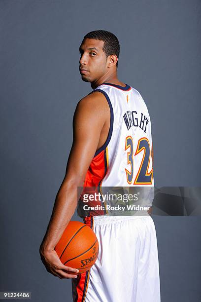 Brandan Wright of the Golden State Warriors poses for a picture at the team's annual Media Day on September 28, 2009 in Oakland, California. NOTE TO...