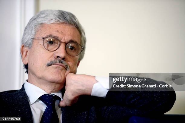 Massimo D' Alema, leader of Liberi e Uguali meets the foreign press on January 30, 2018 in Rome, Italy. The Italian General Election takes place on...