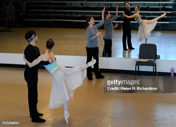 Colorado Ballet's principal dancers Yosvani Ramos and Sharon Wehner rehearse the roles of Romeo and Juliet under the watchful tutelage of ballet...