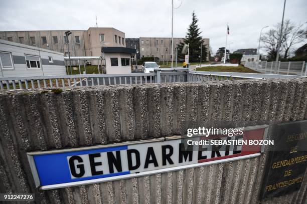 This photo taken on January 30, 2018 in Besancon shows the Besancon police station, where Jonathann Daval is being held following his arrest as part...