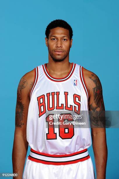 James Johnson of the Chicago Bulls poses for a portrait during 2009 NBA Media Day on September 25, 3009 at the the Berto Center in Deerfield,...