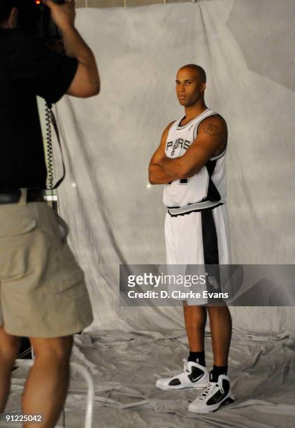 Richard Jefferson of the San Antonio Spurs poses for a portrait during NBA Media Day on September 28, 2009 at the Spurs Training Facility in San...