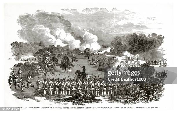 battle of great bethel, virginia june 10, 1861 civil war engraving - civil war dead stock illustrations