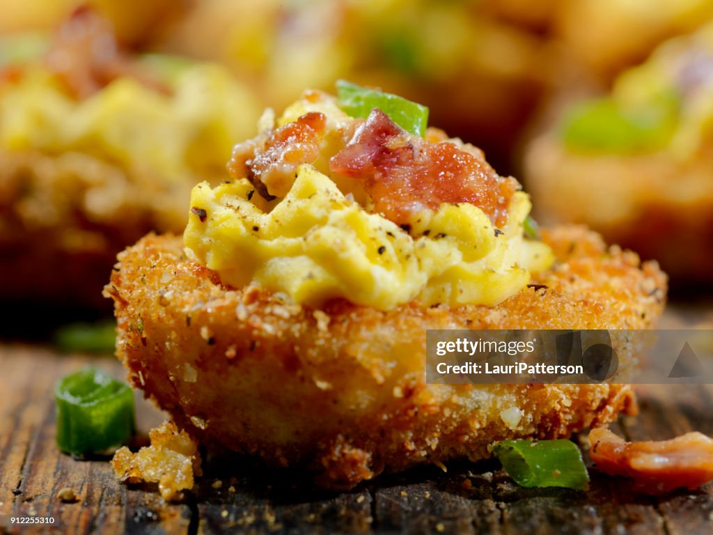Deep Fried Deviled Eggs with Bacon and Green Onions