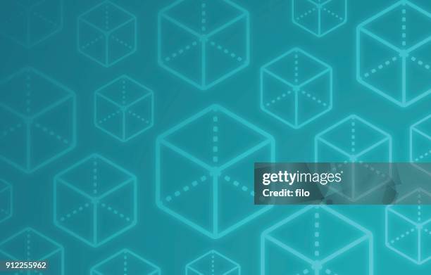 block cube abstract background - blockchain stock illustrations