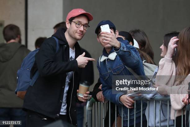 Dan Smith from Bastille seen at BBC Radio One on January 30, 2018 in London, England.