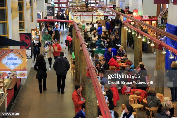 granville island public market - granville island market foto e immagini stock