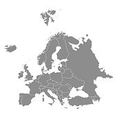 Territory of Europe with contour. Vector illustration