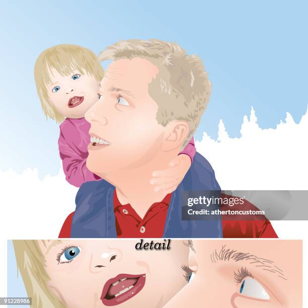 topside with daddy - extreme close up smile stock illustrations