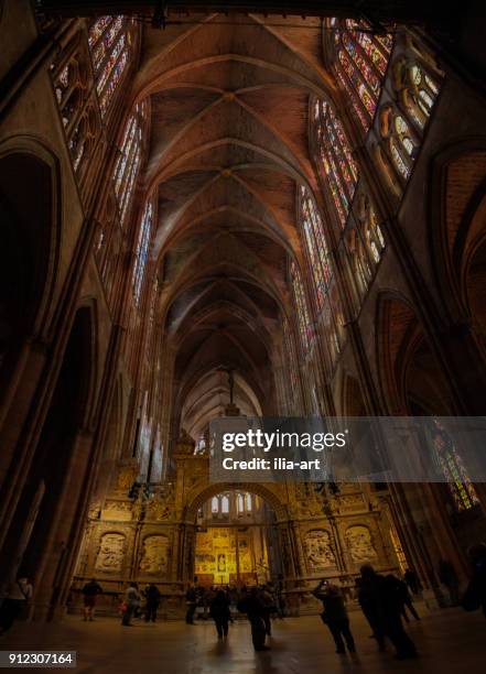 leon cathedral am mittag. camino de santiago. spanien - fornix stock-fotos und bilder