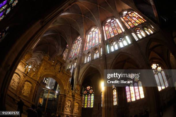 catedral de león al mediodía. camino de santiago. españa - fornix fotografías e imágenes de stock